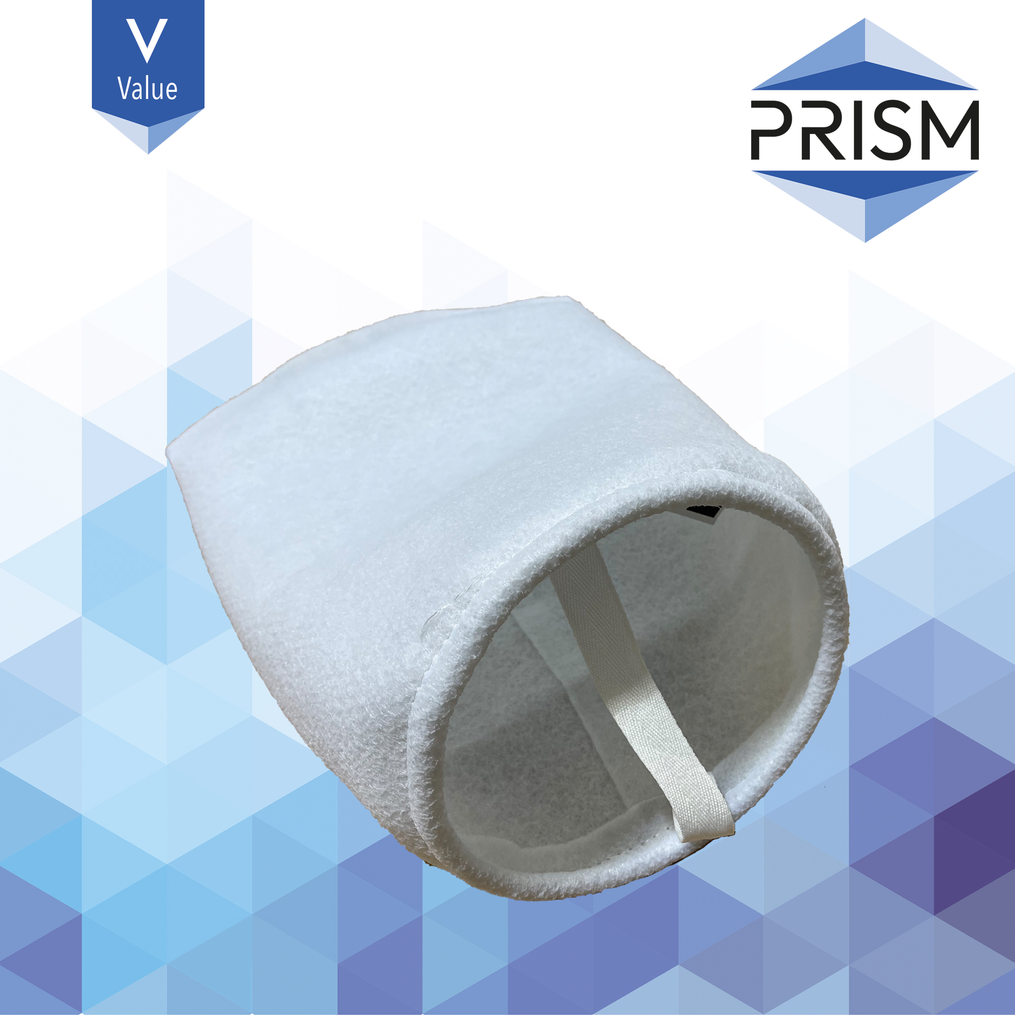 FB-PL-50-7x16-V    PRISM VALUE RANGE :  Bag Polyester 50 micron Size 1 Polypropylene Neck Ring