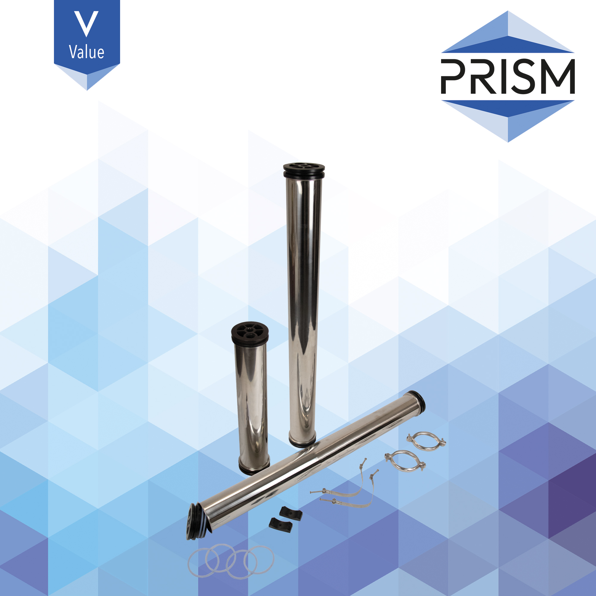 ROH-SS-4x40-1/2x3/4-V    PRISM VALUE RANGE :  Stainless Steel Membrane Housing 4 x 40
