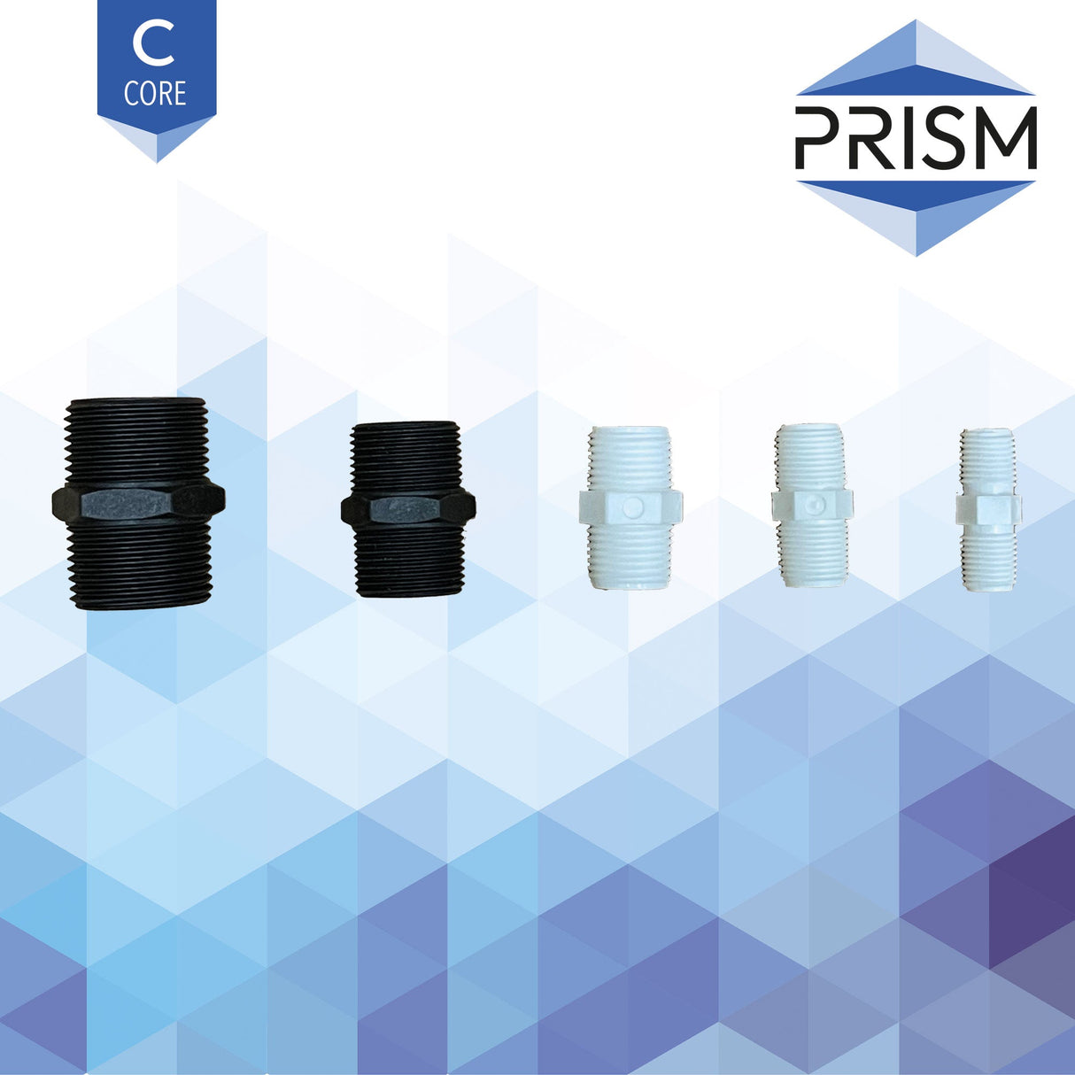 FHA-R-3/8-C PRISM CORE RANGE NIPPLE-3/8  :  3/8" Plastic Nipple NPT White