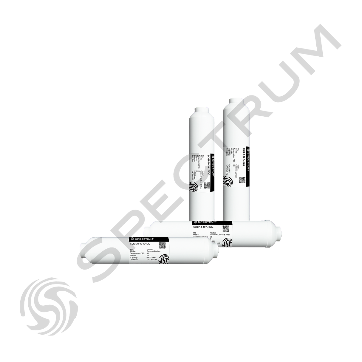 SCIB-1-10-1/4QC : SPECTRUM Carbon Inline Block 1µm 10" 1/4" Push Fits