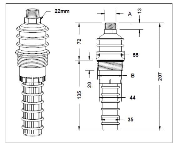 Pentair A-AV-150PP Aeration Valve 1/2” BSP - 1 1/2” BSP for 14” - 63” Vessels (vacuum Breaker)