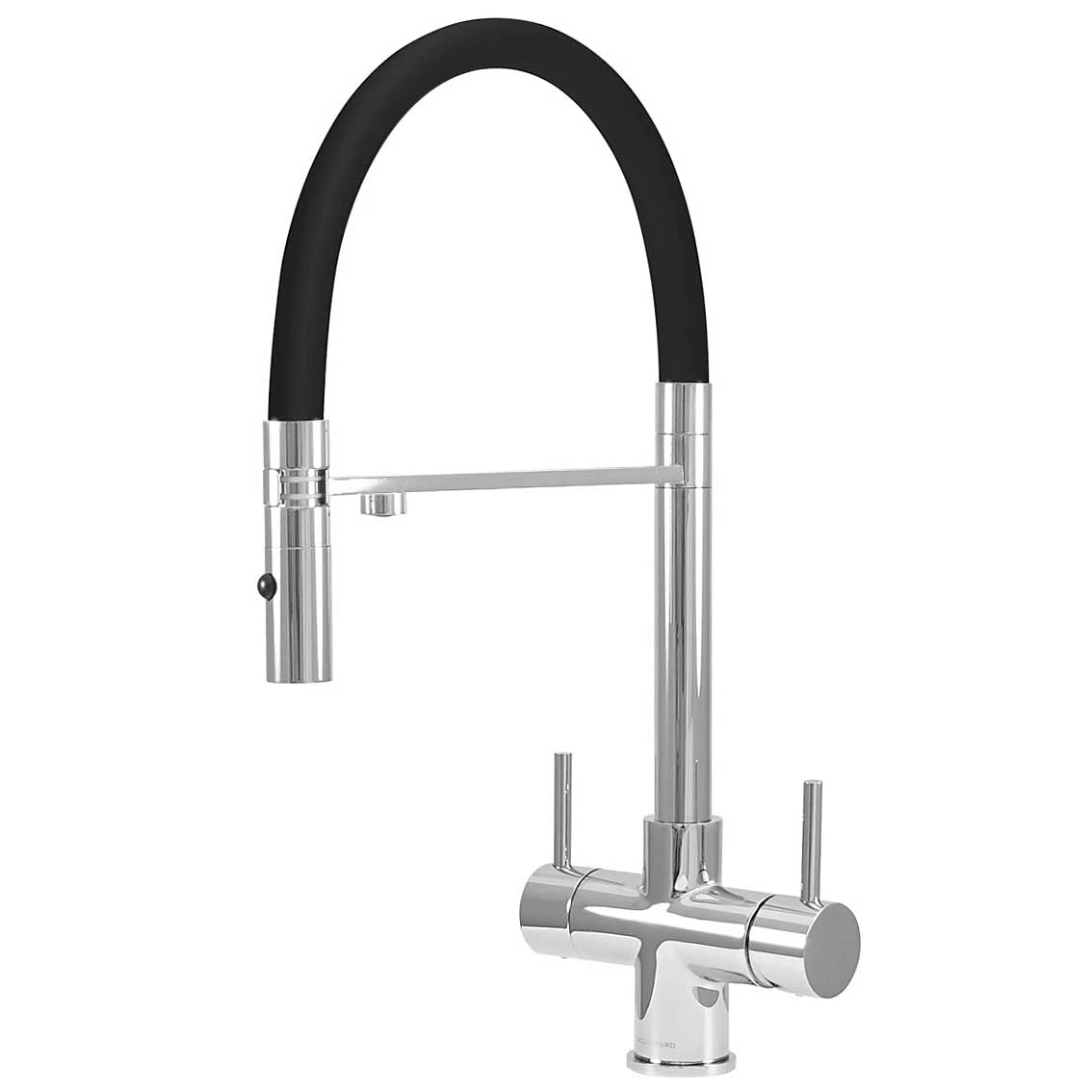 Acquapuro Aquila 3 Way 2 Lever Tap Chrome and Black