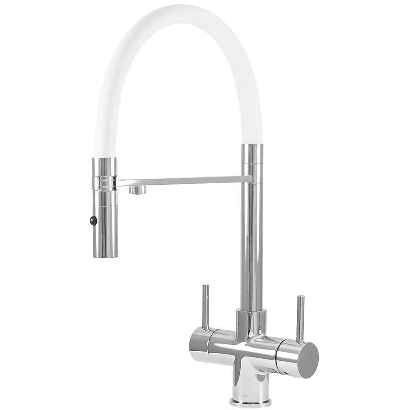 Acquapuro Aquila 3 Way 2 Lever Tap Chrome and White