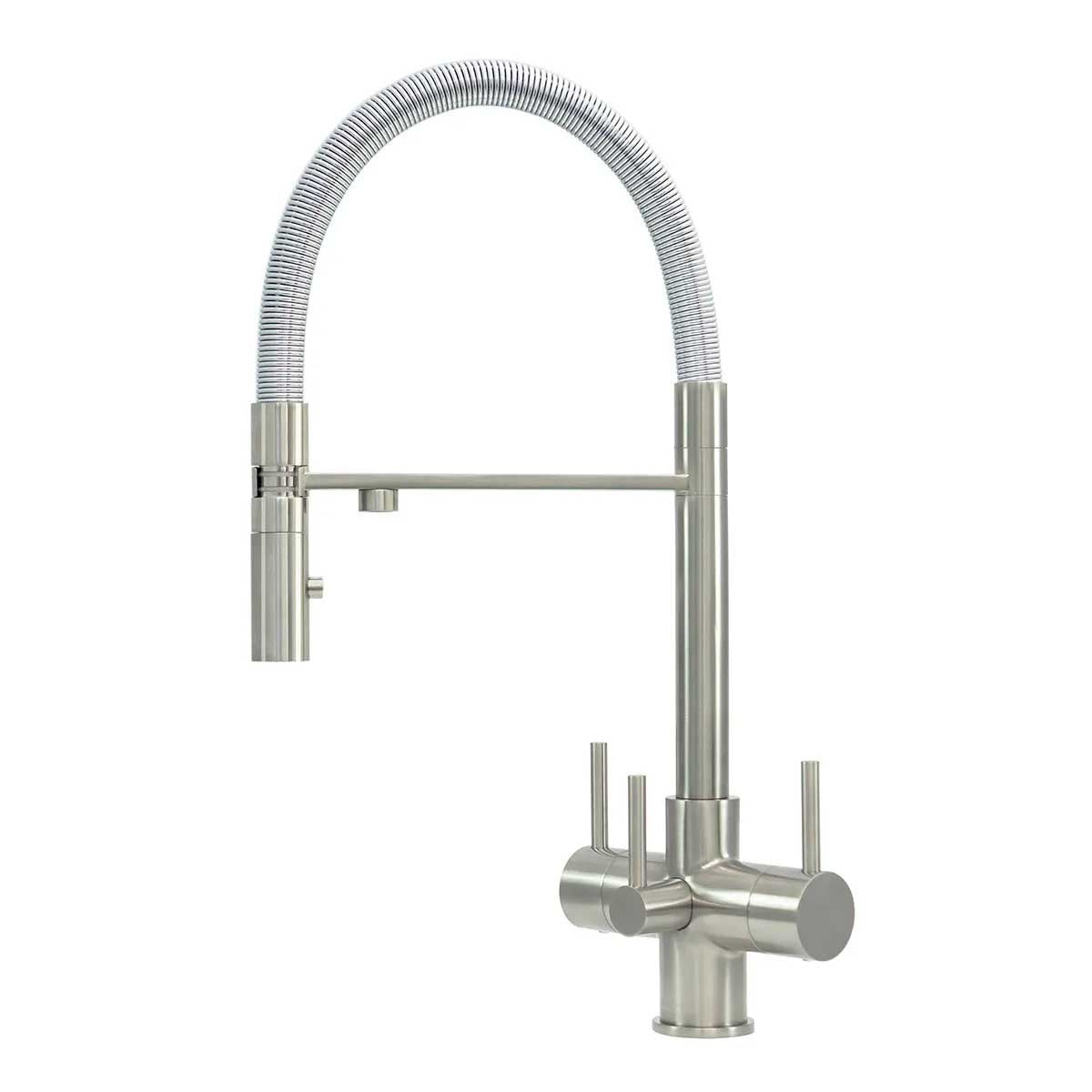 Acquapuro Aquila 3 Way 3 Lever Tap Brushed Steel