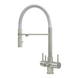 Acquapuro Aquila 3 Way 3 Lever Tap Brushed Steel