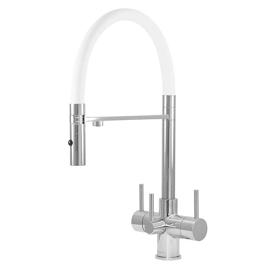 Acquapuro Aquila 3 Way 3 Lever Tap Chrome and White