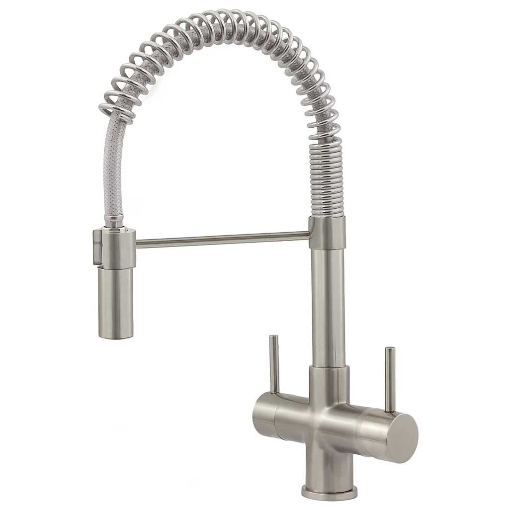 Acquapuro Milano 3 Way 2 Lever Tap Brushed Steel