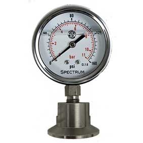 PSFH-GAUGE : SPECTRUM Sanitary Diaphram Gauge 0-11 Bar 50mm Dial 1.5" Tri-Clover | GAPS Water Treatment