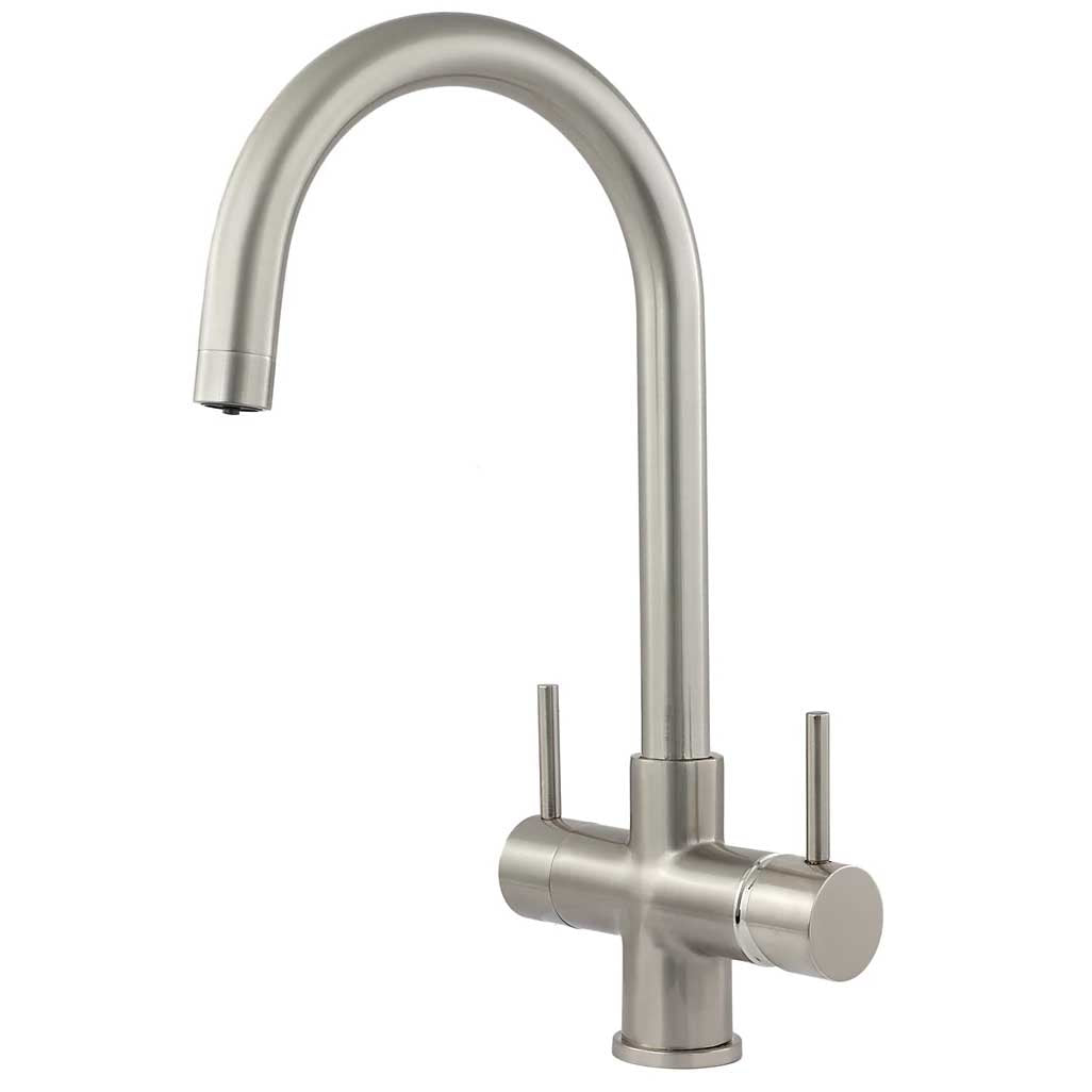 Acquapuro Verona 3 Way 2 lever Tap Brushed Steel