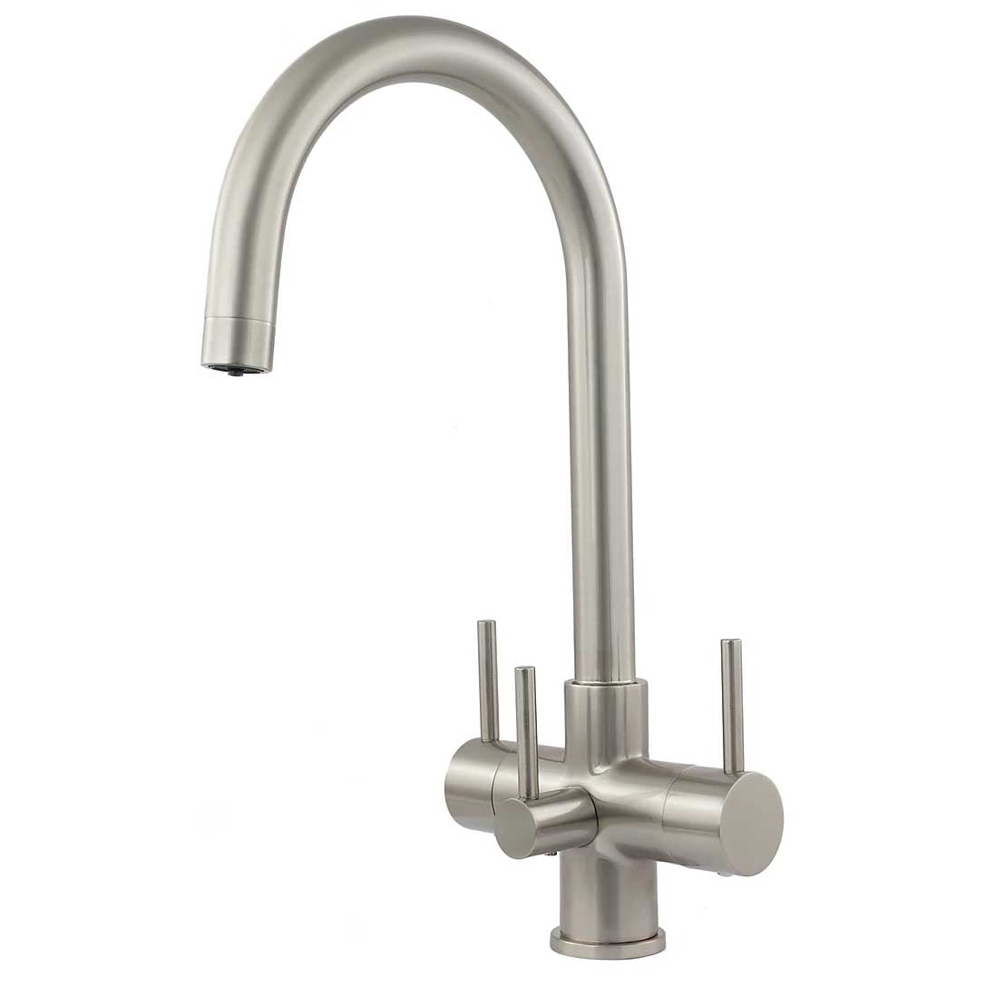 Acquapuro Verona 3 Way 3 Lever Tap Brushed Steel